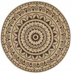 shumee vidaXL Kézzel készített szőnyeg, juta, sötétbarna nyomtatás, 120 cm (133705)