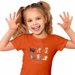  Póló Gyerek Cica Mintás Pamut Minőség 122-128