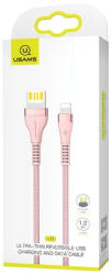 USAMS Fonott U33 Lightning kábel 1.2m 2A gyors töltés SJ360USB03 (US-SJ360) rózsaszín (SJ360USB03)