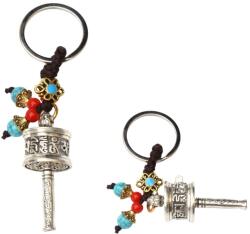  Roata de rugaciune amuleta breloc Feng Shui 10 cm cu simboluri chinezesti si Nod Mistic pentru purificare energetica