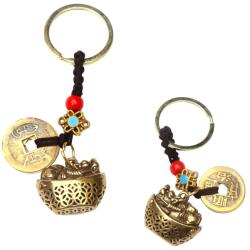  Dragon pe Pepita amuleta breloc Feng Shui 10 cm cu monede chinezesti si Nod Mistic pentru prosperitate si succes