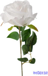  Nyíló rózsa szálas selyemvirág 60 cm - Fehér