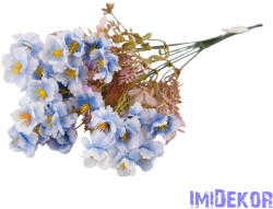  Apró virágos 7 ágú selyem csokor 38cm - Kék