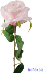  Nyíló rózsa szálas selyemvirág 60 cm - Babarózsaszín