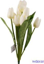  Tulipán 9 fejes selyem csokor 35 cm - Fehér