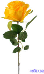  Nyíló rózsa szálas selyemvirág 60 cm - Sárga