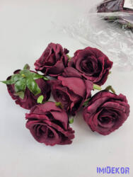  Rózsa selyem fej nyílott 10 cm - Bordó