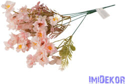  Apró virágos 5 ágú selyem csokor 38cm - Halvány Rózsaszín