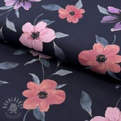  Pamutvászon VISCOSE Flowers navy digital print