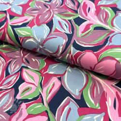  Pamutvászon VISCOSE Flowers green