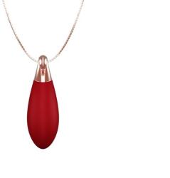 Passion Labs Mini Lay-on Vibrator with Gold Chain, 10 Vibration Modes, Silicone, USB Magnetic, Red/Gold, 6.6 cm