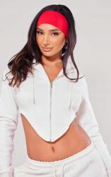 Prettylittlething Krémszínű Aszimmetrikus Cipzáras Kapucnis Pulóver Prettylittlething 42