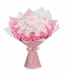 Eventissimi® Buchet cu 81 trandafiri parfumati roz, personalizabil cromatic (BF-270)