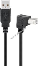 Goobay USB-A - USB-B 90° kábel 2m fekete USB2.0 480Mbit/s 0, 5A 2, 5W