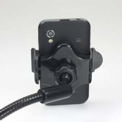 Logo Suport pentru telefon mobil, PDA, Logo GPS articulat, pentru masina, latime reglabila, negru, plastic, cu adaptor USB 1.5 A, negru, mobil