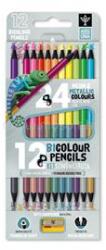 Ars Una Színes ceruza készlet, kétvégű , 12/24, hegyezővel 24 klf. neon/metál szín, (ARS_UNA_65852) (ARS_UNA_65852)
