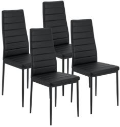 Juskys Set scaune bucătărie/sufragerie, 4 buc, PVC negru, structură (300382)