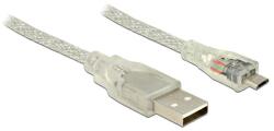 Delock USB 2.0-s kábel A-típusú csatlakozódugóval > USB 2.0 Micro-B csatlakozódugóval 2 m, áttetsző (DL-83901) (DL-83901)