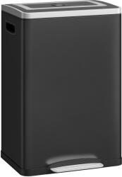 HomCom Kuka 2x20L-es rekesszel, pedállal és lágyan záródó fedéllel, rozsdamentes acélból és PP-ből, 40x34.8x59 cm, fekete (851-038V01BK)