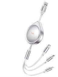 REMAX drip adatkábel 3in1, usb - type-c/lightning/microusb, 2.4a, 15w, gyorstöltő, 100cm, ezüst (RC-C018)