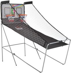 Homcom kosárlabda karika LED panellel, pumpával, 2 kosárral, 4 golyóval és 8 játékmóddal, elektronikus kosárlabda gép acélból, Oxford szövet, MDF, 205x110x205 cm, fehér és fekete (A70-017)