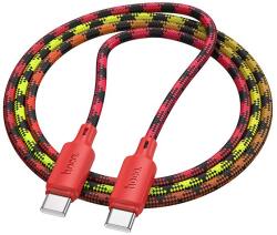 hoco. x116 adatkábel, type-c - type-c, 60w, pd gyorstöltő 3.0, 100cm, cipőfűző, piros (X116_C_C_R)