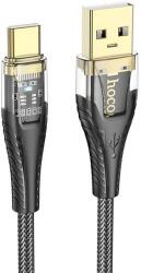 hoco. u121 adatkábel, usb - type-c, 2.4a, gyorstöltő, 120cm, led jelzés, cipőfűző, fekete (U121_USB_C_B)