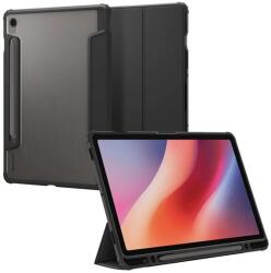 Spigen ultra hybrid pro tabletvédő álló, bőr hatású, flip, oldalra nyíló, trifold, asztali tartó, ceruza tartó, fekete, kompatibilis: Samsung Galaxy Tab S10 FE WIFI, SM-X526, / Galaxy Tab S10 FE LTE, (TORS17
