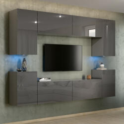 Intenso Concept-26 nappali faliszekrény sor - 240 cm (magasfényű szürke) - pepita