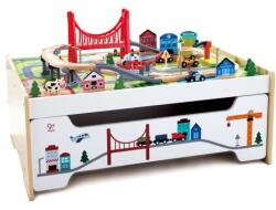 Hape Masă de joacă cu spațiu de depozitare și circuit de tren (OLP1088E8941AZ75) Trenulet
