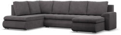 GreenSite Tokio U sarokkanapé, 3 ágyneműtartóval, kordbársony, baloldali, szürke
