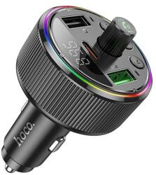 hoco. E82 bluetooth FM transmitter autós töltő 2 USB aljzat v5.3, LED kijelző, FEKETE (E82)