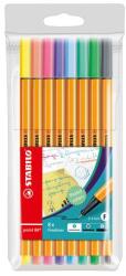 STABILO Liner, set, 0, 4 mm, STABILO "Point 88", 8 culori pastelate, 8 buc