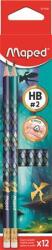 Maped Grafitceruza radírral, HB, háromszögletű, MAPED Dragon sárkány 12db/doboz (851828)
