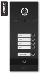 BAS-IP BI-04FB BLACK - Panou de interfon IP, pentru 4 utilizatori, UKEY, SIP 2.0 - BasIP (EC-BI-04FB_BLACK)
