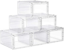 SONGMICS Átlátszó Ajtós Cipőtároló Doboz Szett Fehér 6 db (EUZ-LSP406W02)