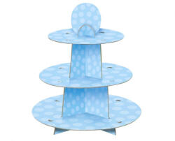 GoDan Suport cupcake pentru prajituri, 3 niveluri, Rotund, din carton, albastru GD1813 Articole pentru decor (GD1813)