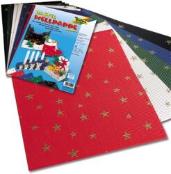 FOLIA Hullámpapír 35x50cm 10ív/csomag FOLIA hullámpapír arany csillag mintával, vegyes alapszinekben