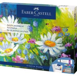 Faber-Castell Akrilfesték készlet FABER CASTELL 18db-os, 12 x 9ml akrilfesték + 4 db ecset + 1 db keverőpaletta