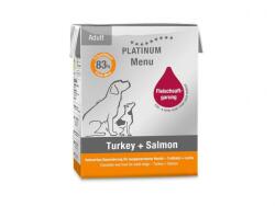 PLATINUM Menu Turkey+Salmon - nedvestáp felnőtt kutyák számára 185 g
