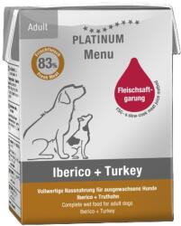 PLATINUM Menu Iberico+Turkey - nedvestáp felnőtt kutyák számára 185 g