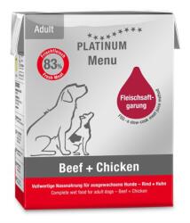 PLATINUM Menu Beef+Chicken - nedvestáp felnőtt kutyák számára 185 g