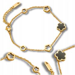 EdiBazzar Aranyozott sebészeti acél karkötő fekete virággal 18k Celeb (Pozłacana bransoletka stal chirurgiczna)