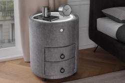 Lunaris kerek éjjeliszekrény led világítással 55 cm szürke