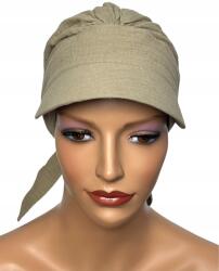 Eva Design Bézs Tess sál turbán muszlin napellenzővel kemoterápia után is (4533)