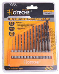 HOTECHE Fúró készlet fém 13 részes 1, 5-6, 5mm bit befogóval Profi Hoteche (501005)