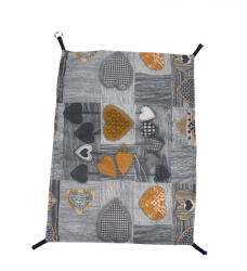  Hinta/lógó fekhely görényeknek 32x42 cm Szürke - sárga szívekkel - NAGY