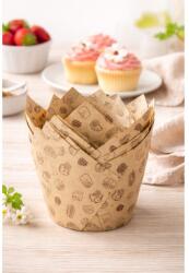  Kraft Muffin Papír, Cupcake - Mintás 12 db