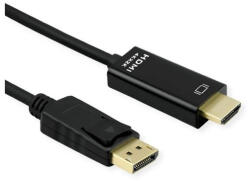 Roline Kábel DisplayPort 1.2 DP - HDMI (UHDTV) 4K@60Hz, M/M, 2m, fekete (11_04_5996-10)