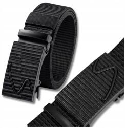EdiBazzar Öv fekete erős férfi automata csattal nadrághoz vászon hosszú (Pasek czarny męski automatyczna klamra długi)